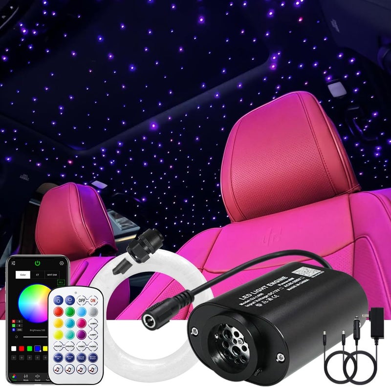 AKEPO 6W Mini Size Twinkle 200pcs Starlight Headliner Fiber Optic Lights Kit, 0.03in 6.5ft/2m Optical Fiber Music Activated APP Control Star Ceiling Light Kit for Car Home - Image 1